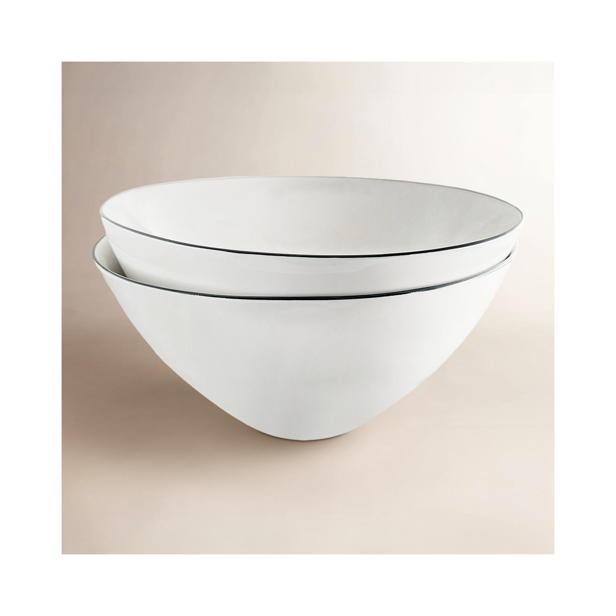 Canvas Home Abbesses Colored Rim Porcelain Large Serving Bowl 74oz, White/Black Rim