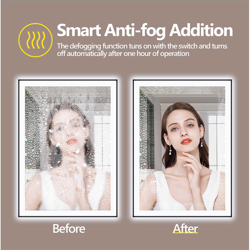 Frameless LED Bathroom Mirror,Smart Mirror, 30" x 55"