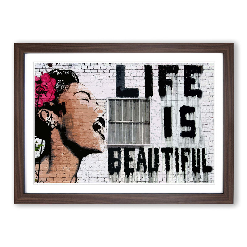 Banksy - Single Picture Frame Print, Walnut
