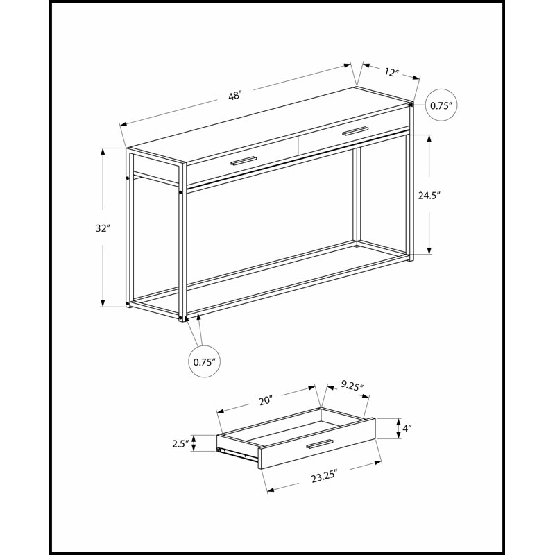 Canace 48'' Console Table, Black