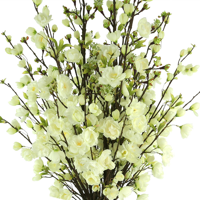 36'' White Polysilk Cherry Blossom Arrangement in Ceramic Vase