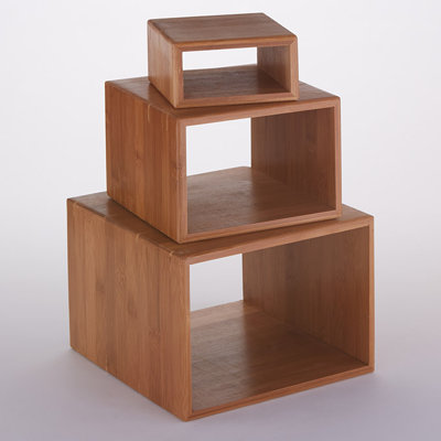 RISER, RECTANGULAR, DARK BAMBOO, SET OF 3