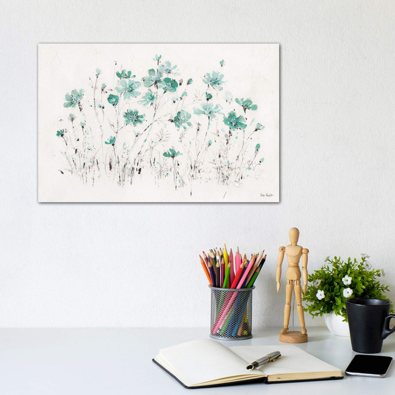 Wildflowers Turquoise I 1 Piece Wrapped Canvas Painting, 20.32 cm H x 30.48 cm W