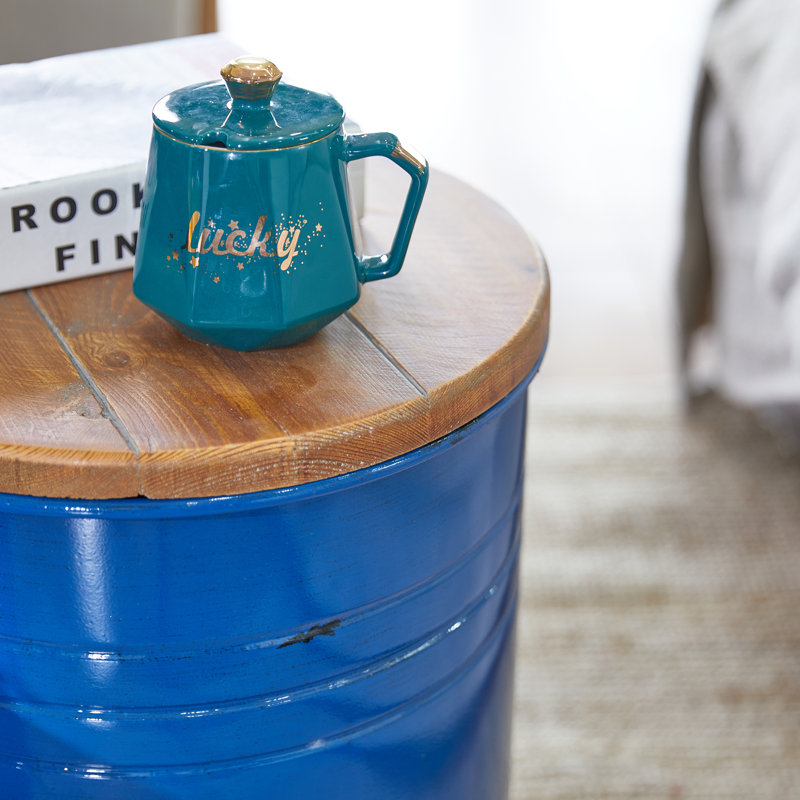 Nicky Solid Wood Top Nesting Tables, Blue