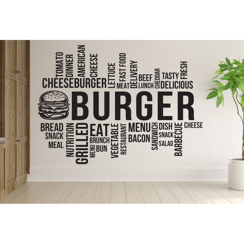 Décoration murale Burger, décoration de restaurant, décoration murale Burger, H 16 po x l 24 po, Beige