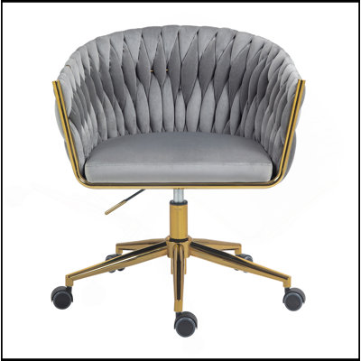 Versatile Height-Adjustable Office Chair With 360° Swivel And Handmade Backrest For Various Rooms