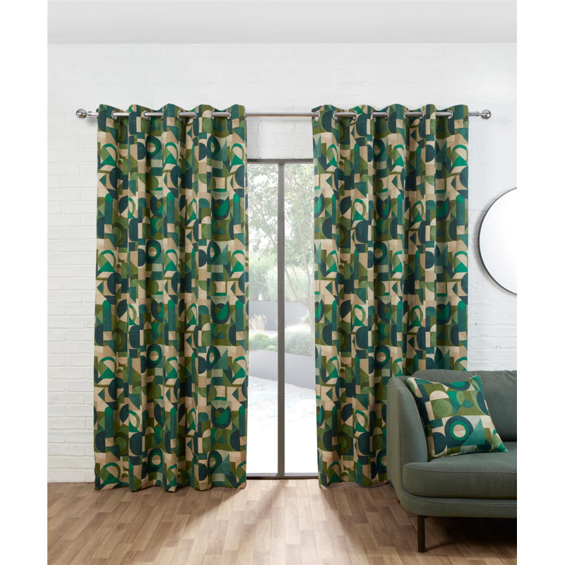 Tamera Semi Sheer Curtain Pair, 168 W x 229 D cm, Green