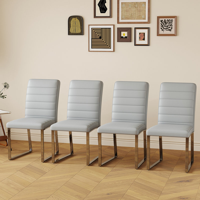 Chaises de salle à manger en faux cuir Kamden, Gris clair, 6