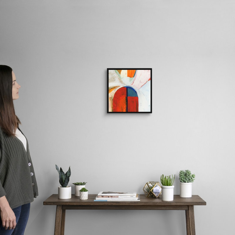 Bleu orange IV - reproduction d'art, H 14 po x l 14 po x P 1,75 po, Toile avec cadre noir