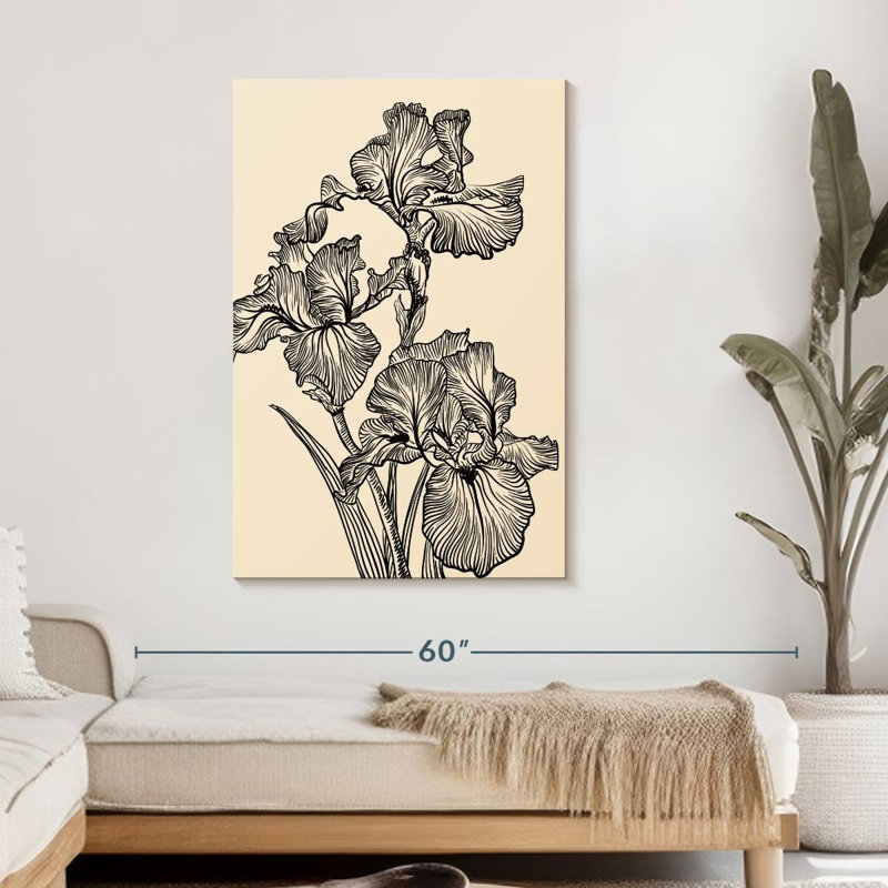 Fleur d'iris rétro, H 45 po x l 30 po