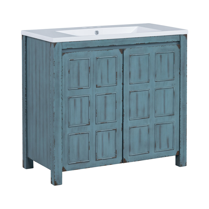 Organisateur de meuble-lavabo 36 po avec lavabo, Bleu rétro