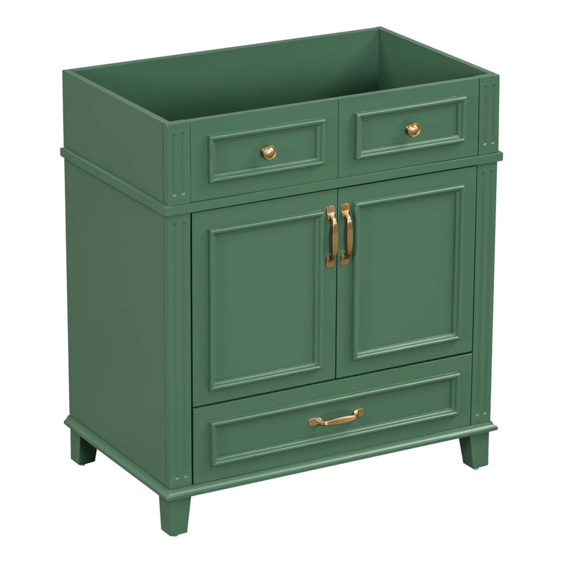 Meuble-lavabo de salle de bain 30 po sans comptoir, armoire de rangement en bois massif avec portes à fermeture douce, armoire de rangement en cadre seulement, style rétro