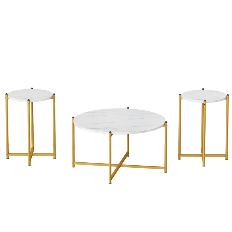 Ensemble de tables basses 3 pièces Gallina, Blanc
