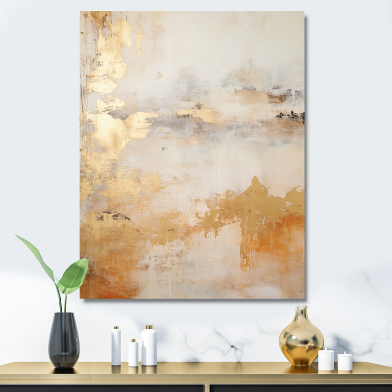 «Gold and White Marble River III», reproduction sur toile, Toile tendue, H 20 po x l 12 po x P 1 po