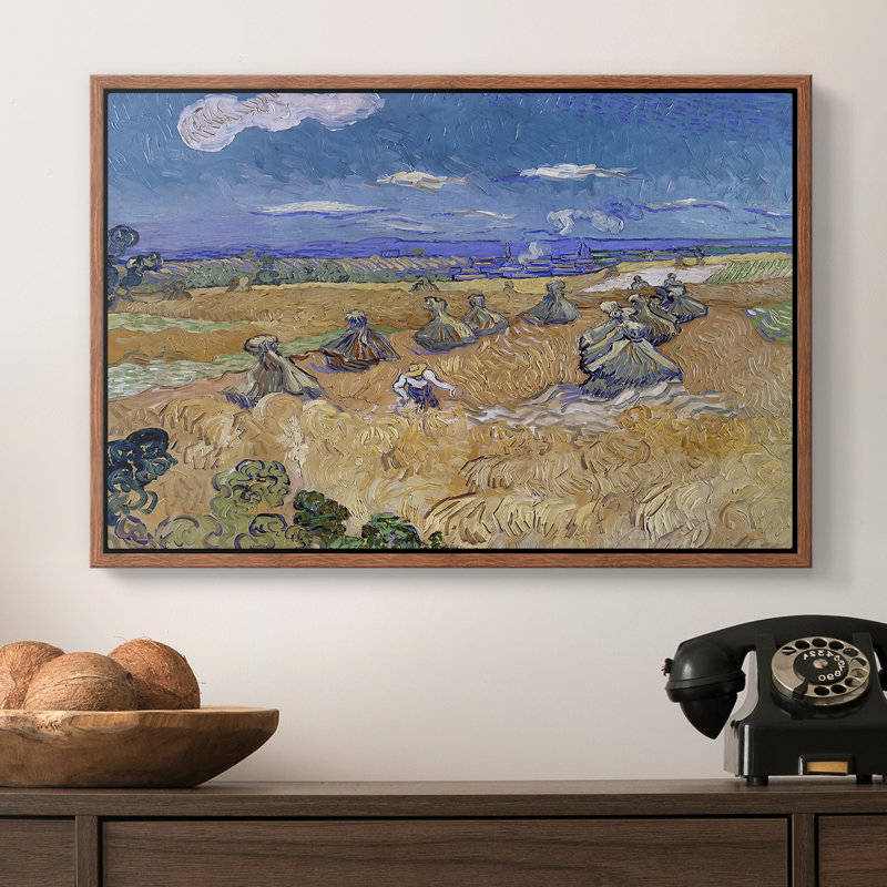 Champ de blé avec faucheuse, Auvers, 1888 - Vincent van Gogh, toile tendue avec châssis, 16 x 24, Walnut
