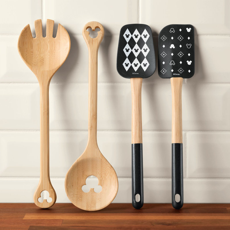 Disney Mickey Mouse Bamboo and Silicone 4-Piece Kitchen Tool Set