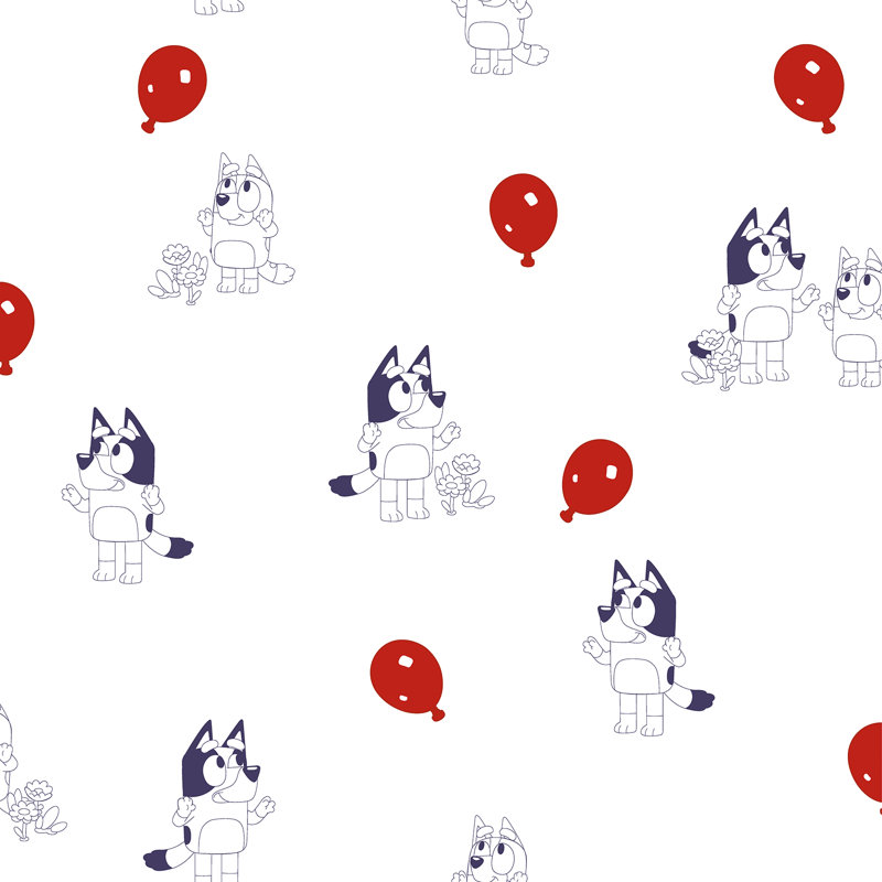 Papier peint adhésif Bluey Keepy Uppy, Blanc