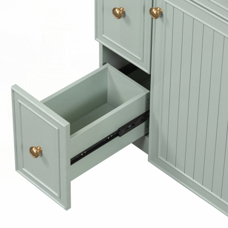 Meuble-lavabo 24 po avec lavabo en céramique, Vert/doré