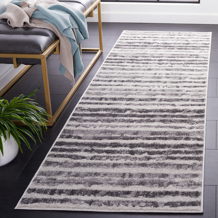 Bethlyn Striped Ivory/Charcoal Area Rug