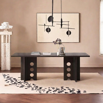 Solid Wood Black Vintage Rectangular Desk
