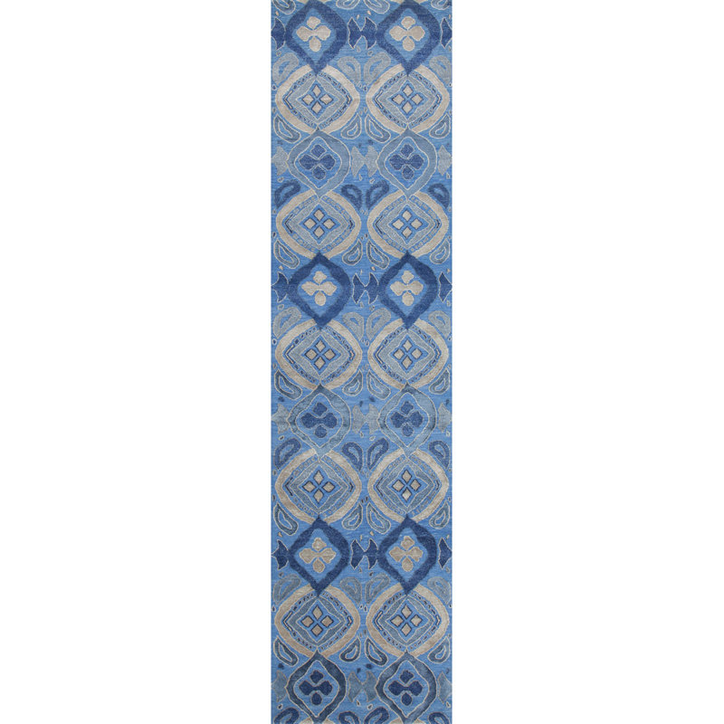 Bali Geometric Area Rug in Blue, Rectangle 3' x 6'