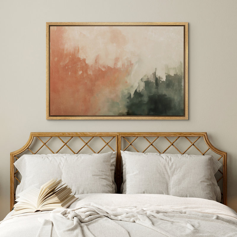 Reproduction d'art sur toile encadrée - œuvre d'art abstraite colorée, décor moderne minimaliste, Naturel, H 24 po x l 36 po