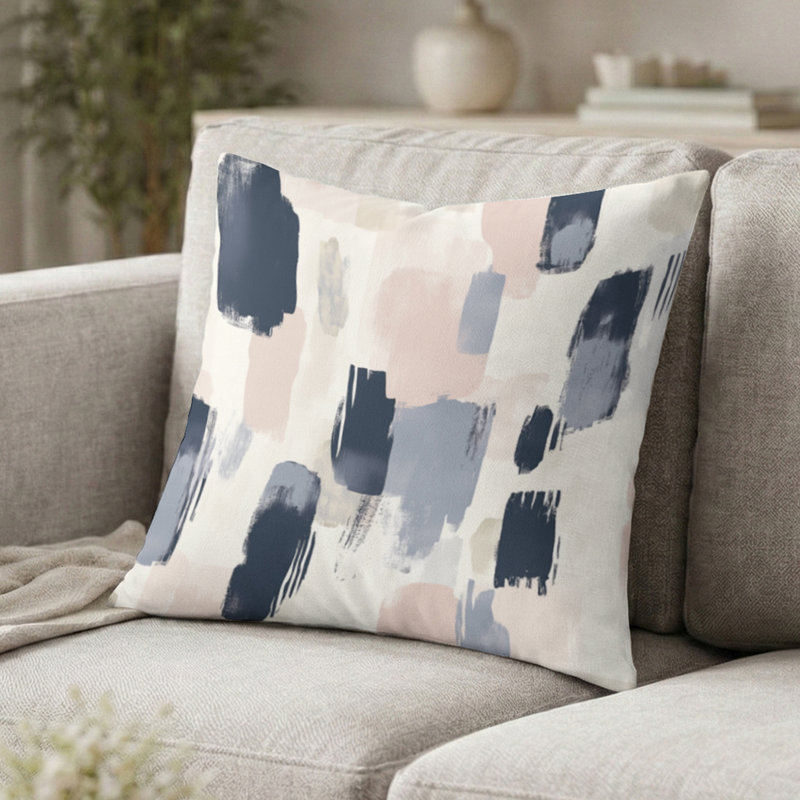 Coussin abstrait - Coussin bleu, H 16 po x l 16 po