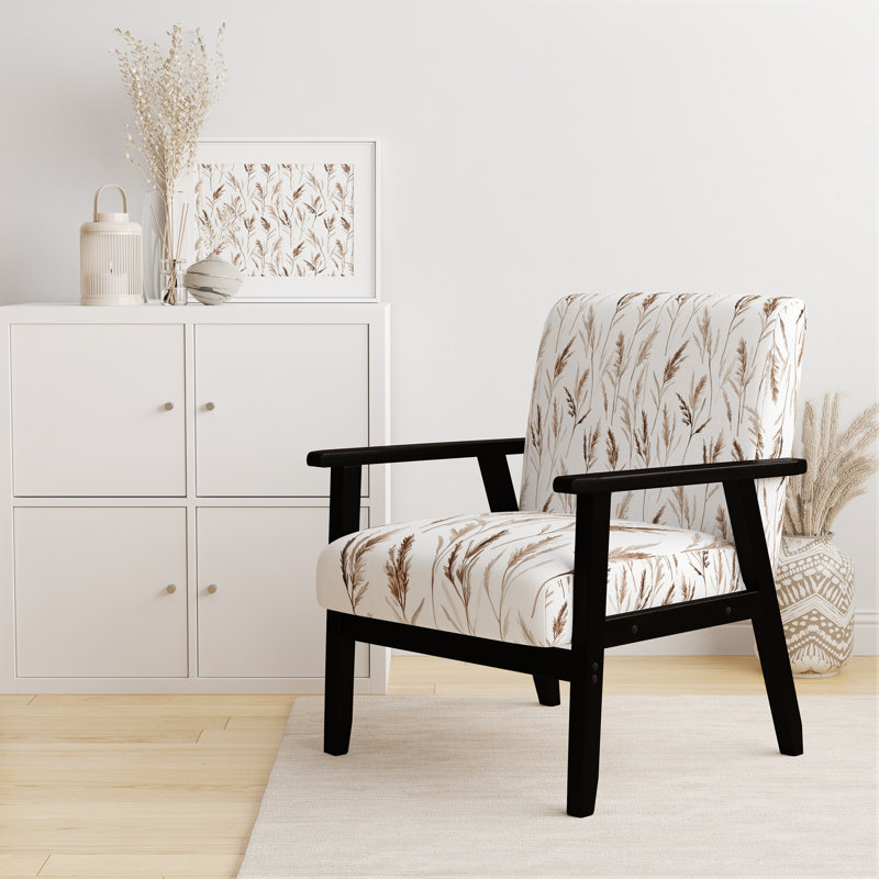 Chaise rembourrée Coastal, Accoudoirs carrés noirs