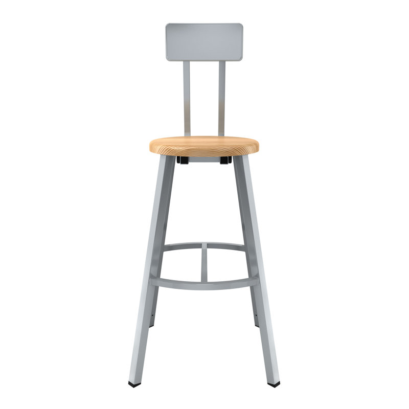 Tabouret industriel / de hauteur fixe avec dossier, H 30 po