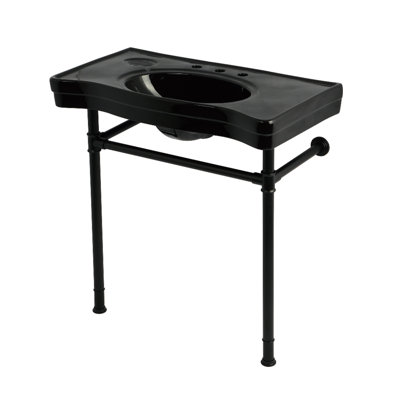 Kingston Brass Imperial 36-Inch Ceramic Console Sink with Stainless Steel Legs (8-Inch, 3-Hole)