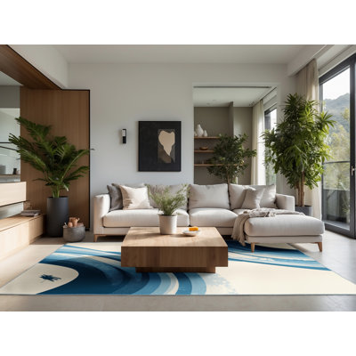 Tapis beige moelleux et éclectique à motif arc-en-ciel doux et moelleux Eisen
