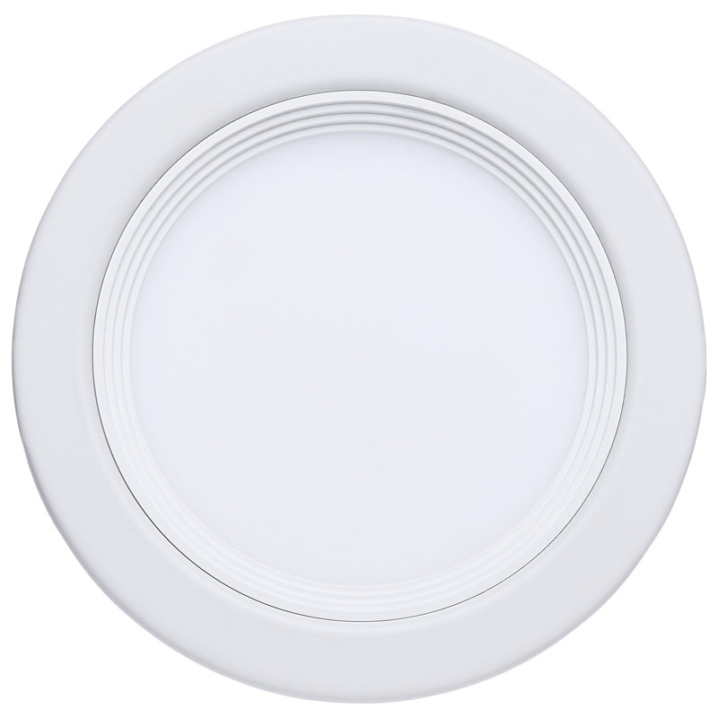 10 Watt LED Fire Rated 4 Inch Direct Wire Slim Fit Step Baffle Downlight Round Shape White Finish CCT Selectable 120 Volts Dimmable