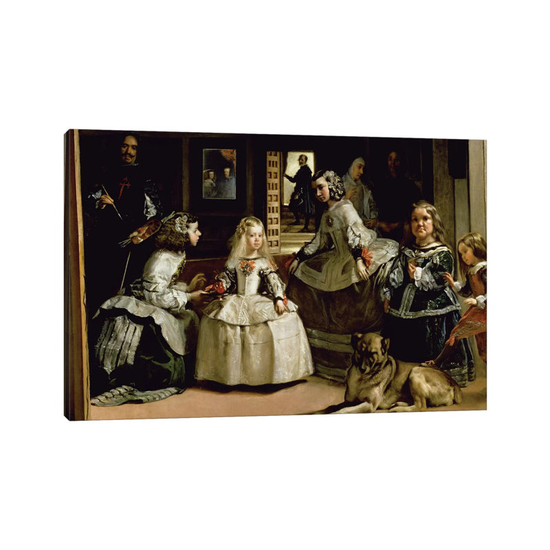 Las Meninas, Detail Of The Lower Half Depicting The Family Of Philip IV Of Spain, 1656 by Diego Rodriguez De Silva Y Velazquez - Wrapped Canvas Painting