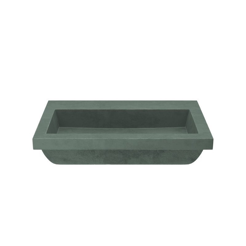 Trough Handmade Rectangular Drop-In Bathroom Sink, Forest, No Faucet Hole