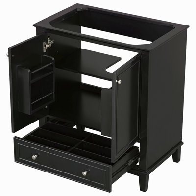 Meuble-lavabo 30 po sans lavabo, base seulement, armoire de salle de bain multifonctionnelle avec portes et tiroir, cadre solide et panneau de fibres à densité moyenne