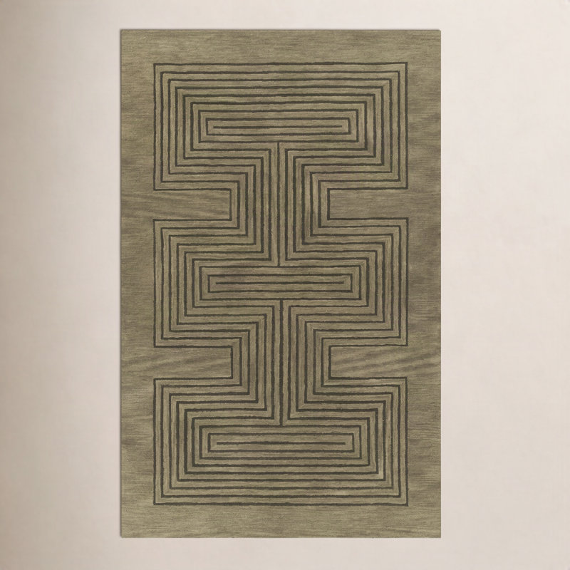 Momeni Simba Geometric Wool Copper Area Rug 2' X 3', Green, Rectangle 2' x 3'