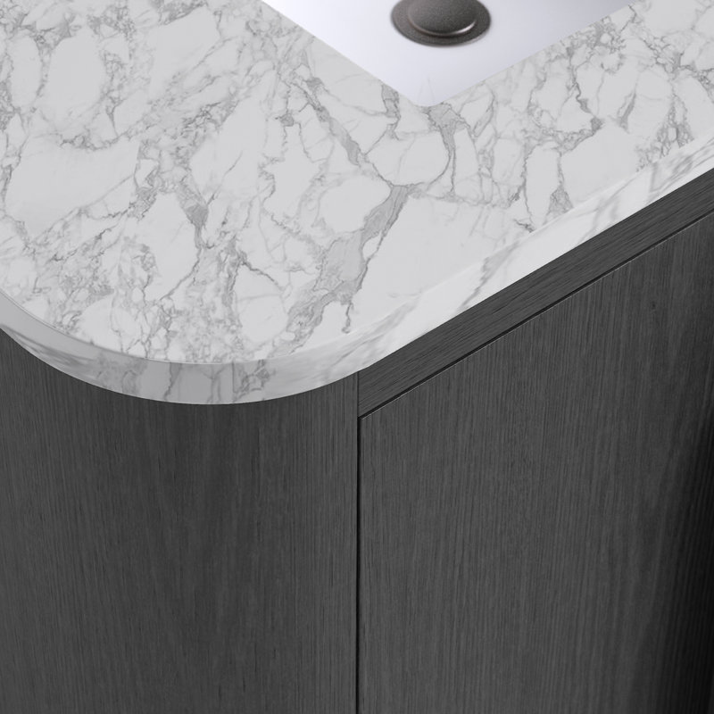 Harper Vanity, Ebony Oak, 60" W, Carrara Marble