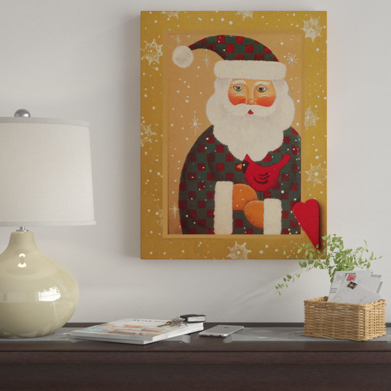 « pères noël cardinal », art sur toile, H 47 po x l 35 po x P 2 po