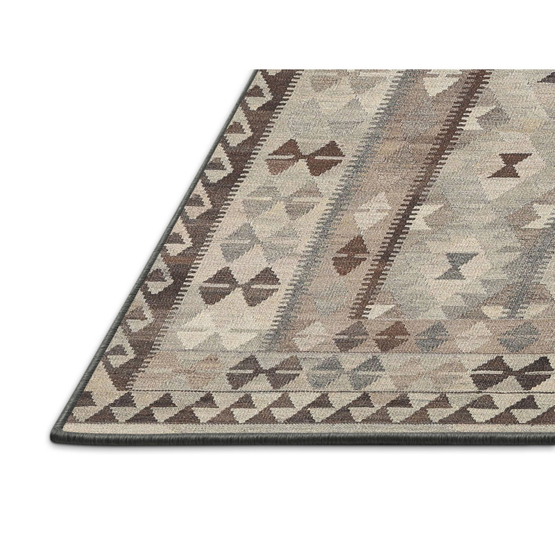 Tapis contemporain gris anthracite / ivoire, Rectangle 5 pi x 7 pi