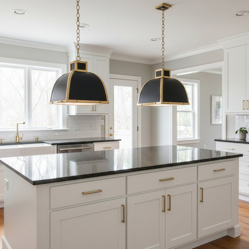 Ranger 3 - Light Chandelier, Matte Black Painted /Modern Brass Accents