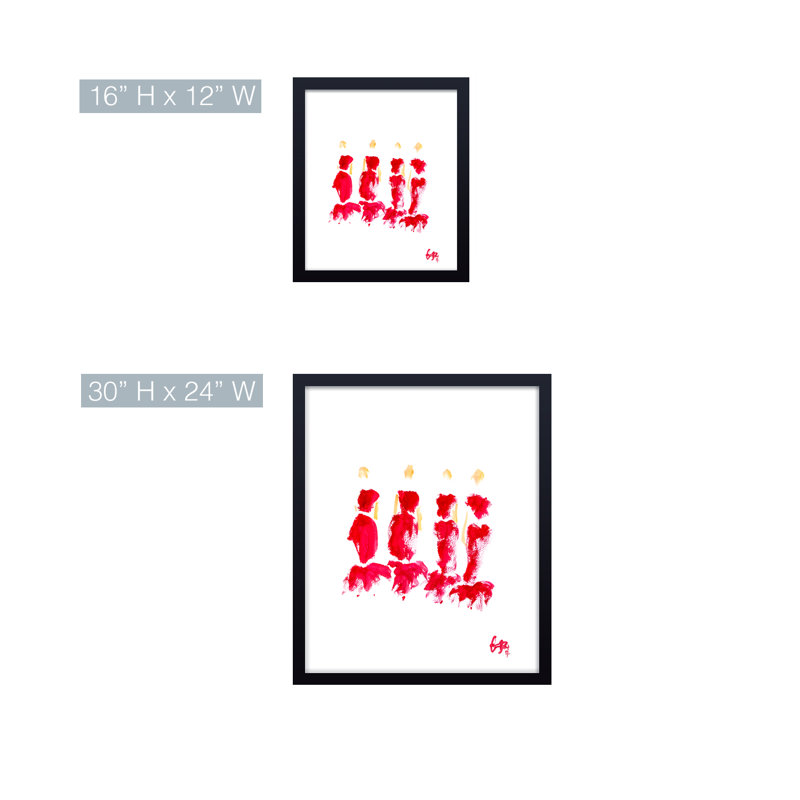 'Red Tulle' Framed Print Wall Art, 30" H x 24" W x 1.125" D, Framed Print, Black