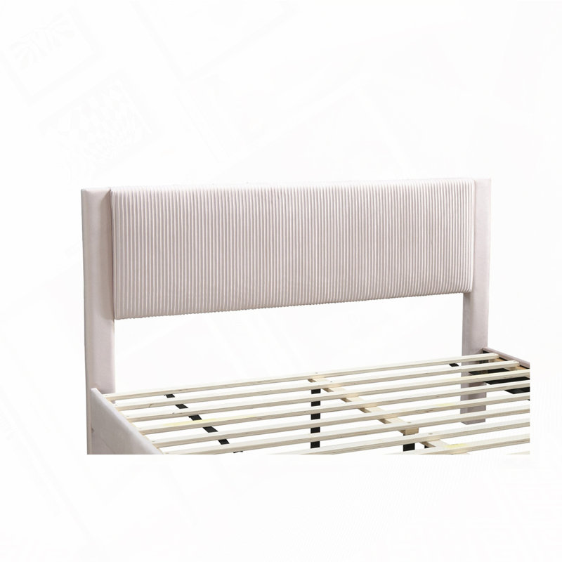 Queen Size Bed w Storage Drawe, Light Pink