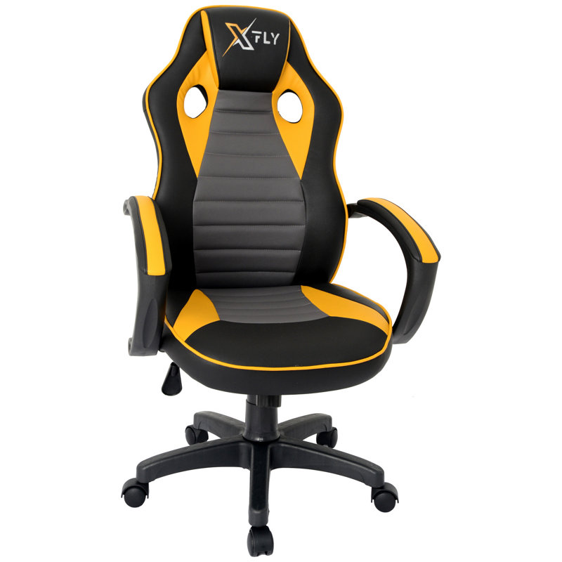 Inbox Zero Adjustable PC & Racing Game Chair, Yellow/Black