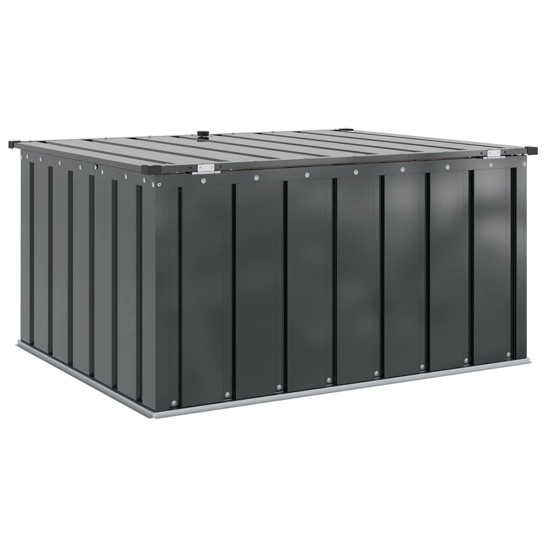 vidaXL 101 cm W 300 L Steel Lockable Cabinet Deck Box in Black