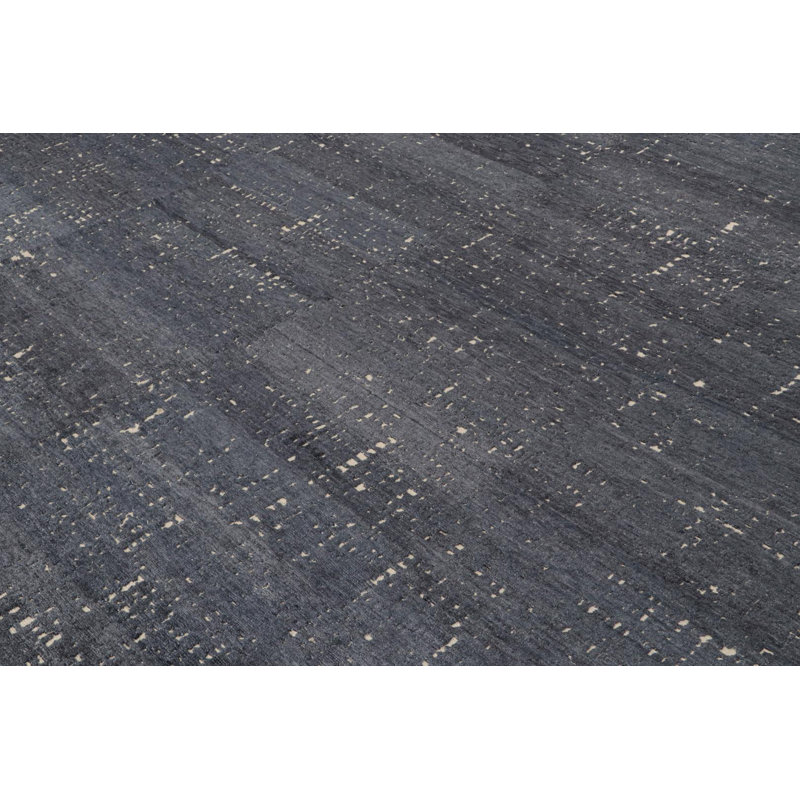 Wool Area Rug in Black, Blue, White