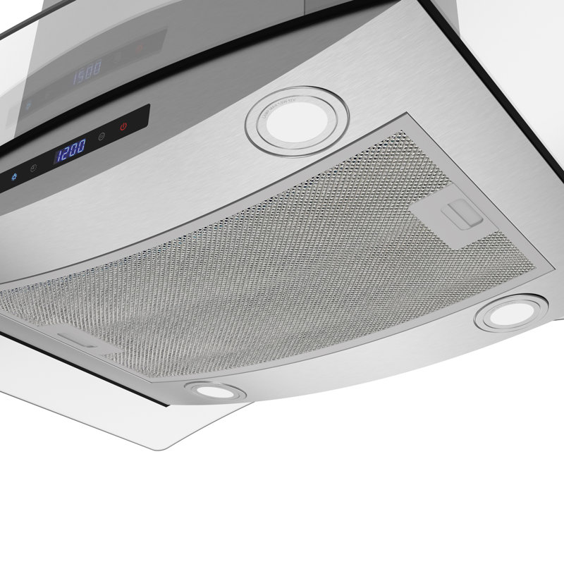 30 po Hotte T-6805-1-CL pour îlot de cuisine convertible 350 pi³ / min en acier inoxydable avec filtres en filet, contrôle à pavé tactile et lumières DEL Langosco
