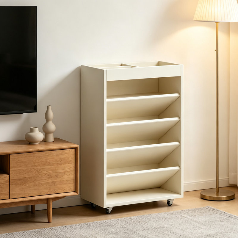 Bibliothèque standard en bois massif beige moderne, Beige