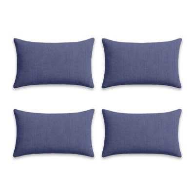Throw Pillows Set of 4, 12 x 20 Inch Rectangle Outdoor & Indoor Cushions with Insert, Water & UV Resistant Pillow Rite Fabric