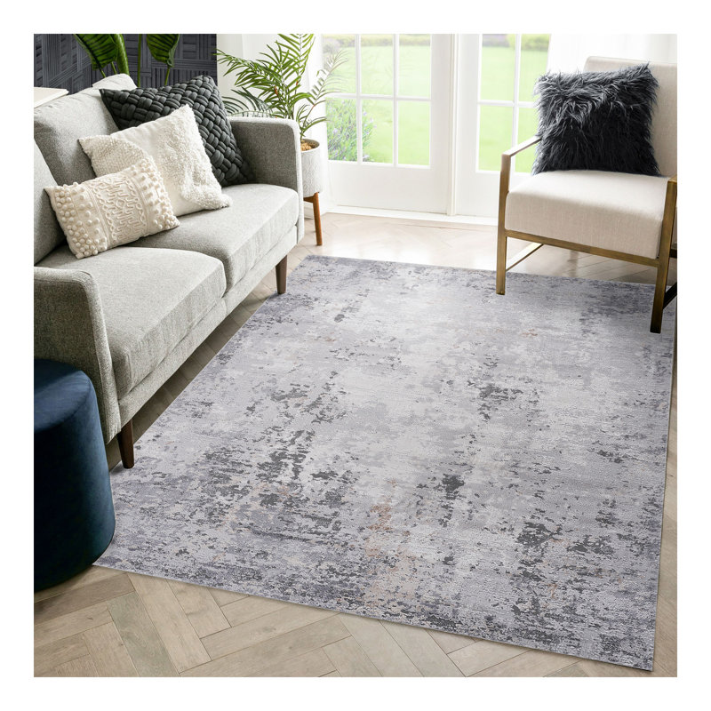 Tapis ivoire / sable / abstrait Collection, Rectangle 5 pi 3 po x 7 pi 6 po