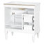 Meuble-lavabo autoportant de 30 po avec lavabo en céramique, tiroir rabattable et support de porte, style moderne (noir / blanc / bleu / vert)-1859794672